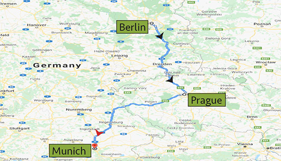 Berlin Prague Munich by Rail