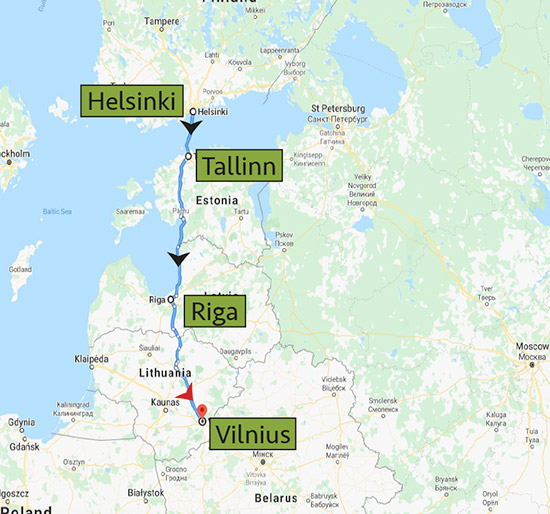 Helsinki Tallin Riga Vilnius
